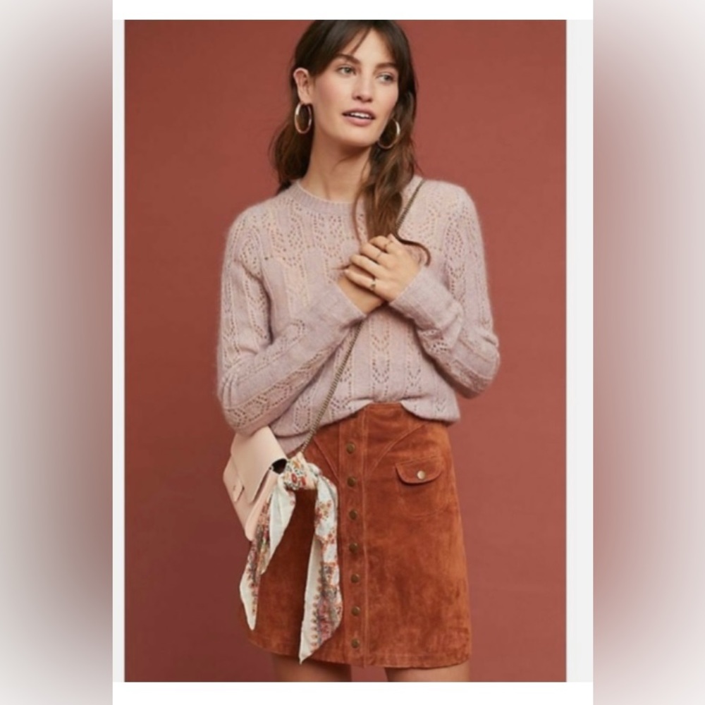 Anthropologie Bella pointelle sweater in lavender in XS